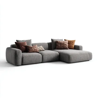 Sofá rinconero tapizado tela 285x185x82 cm - gris - diseño moderno para salón-Nestupyard