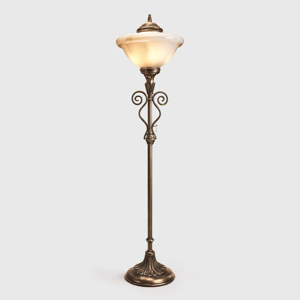 Lámpara de pie metal vidrio 155x30 cm - bronce - blanco - adecuada para salón o dormitorio - diseño clásico-Nestupyard