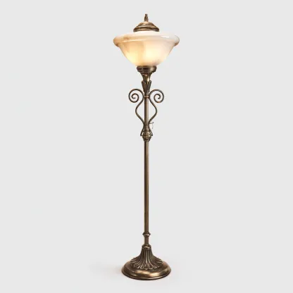 Lámpara de pie metal vidrio 155x30 cm - bronce - blanco - adecuada para salón o dormitorio - diseño clásico-Nestupyard