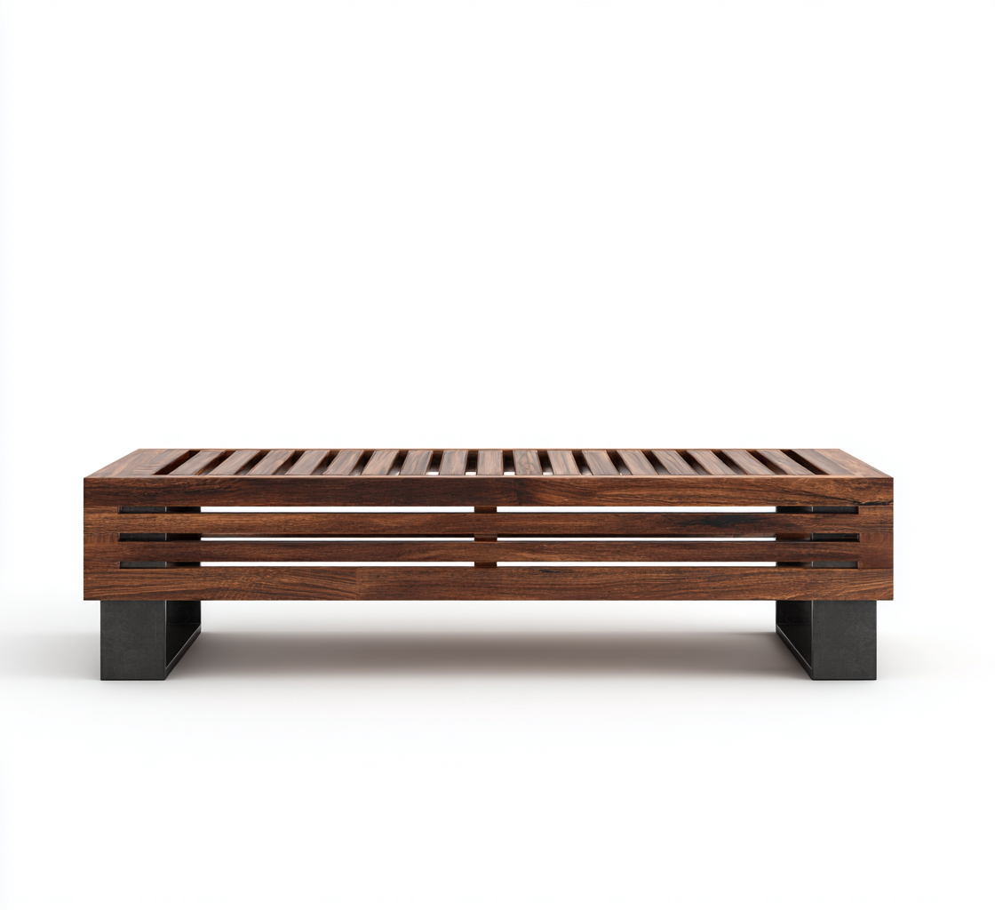 Banco de jardín madera metal 140x45x35 cm - marrón - negro - estilo moderno adecuado para exteriores y jardín-Nestupyard