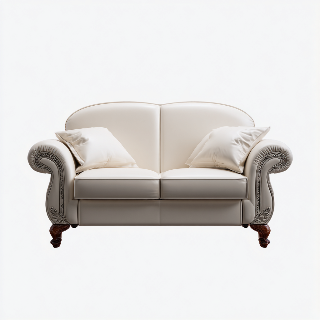 Sofá de 2 plazas piel 168x92x90 cm - blanco - estilo clásico para salón-Nestupyard