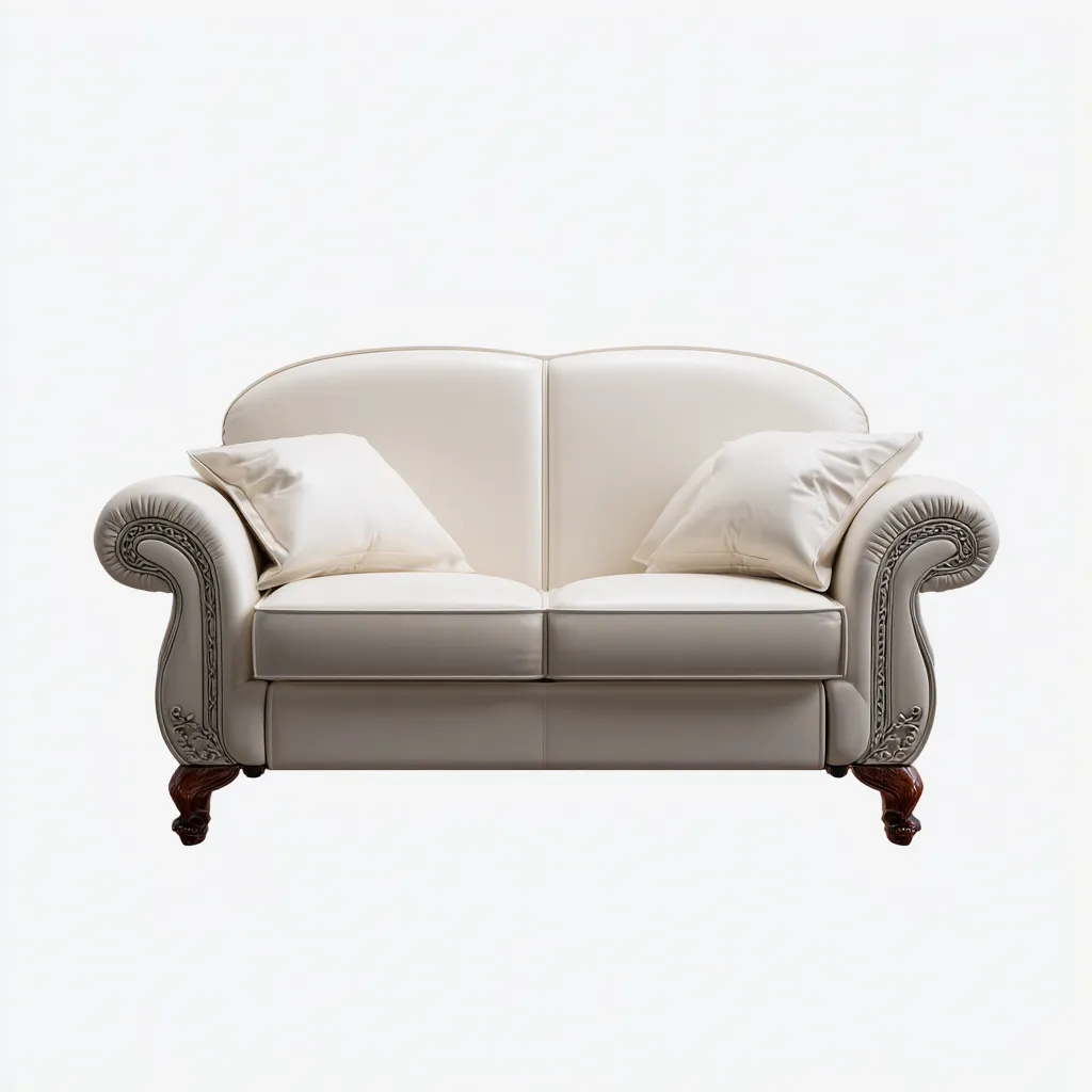 Sofá de 2 plazas piel 168x92x90 cm - blanco - estilo clásico para salón-Nestupyard