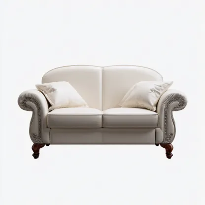 Sofá de 2 plazas piel 168x92x90 cm - blanco - estilo clásico para salón-Nestupyard
