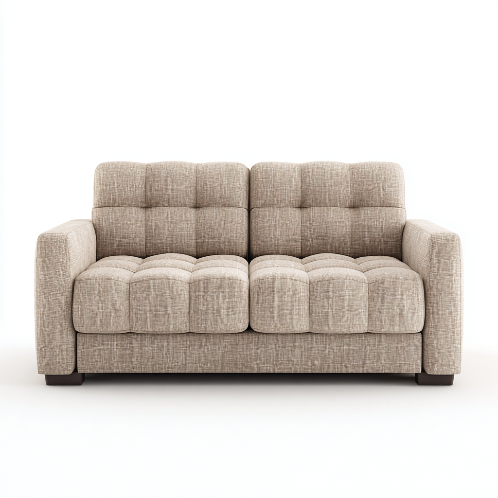 Sofá de 2 plazas tela acolchada 165x92x88 cm - beige - diseño moderno para salón-Nestupyard