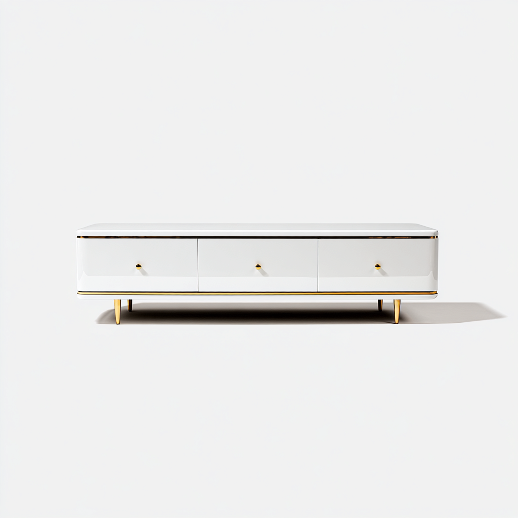 Mueble de TV madera lacada 150x40x50 cm - blanco - diseño moderno para salón-Nestupyard