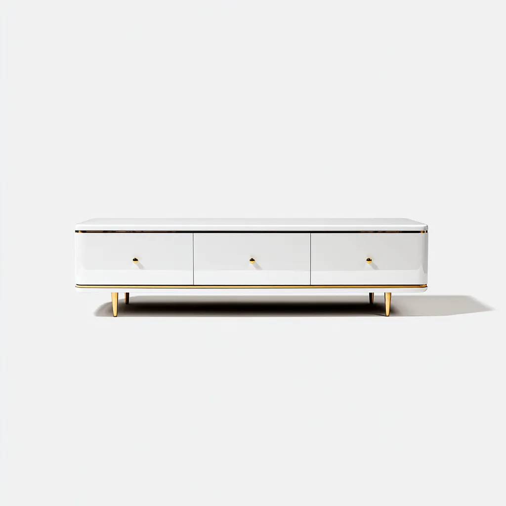 Mueble de TV madera lacada 150x40x50 cm - blanco - diseño moderno para salón-Nestupyard