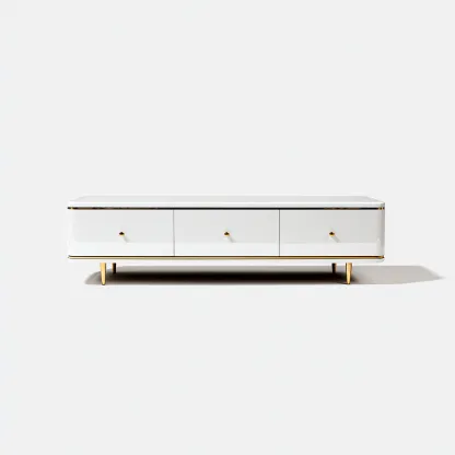 Mueble de TV madera lacada 150x40x50 cm - blanco - diseño moderno para salón-Nestupyard