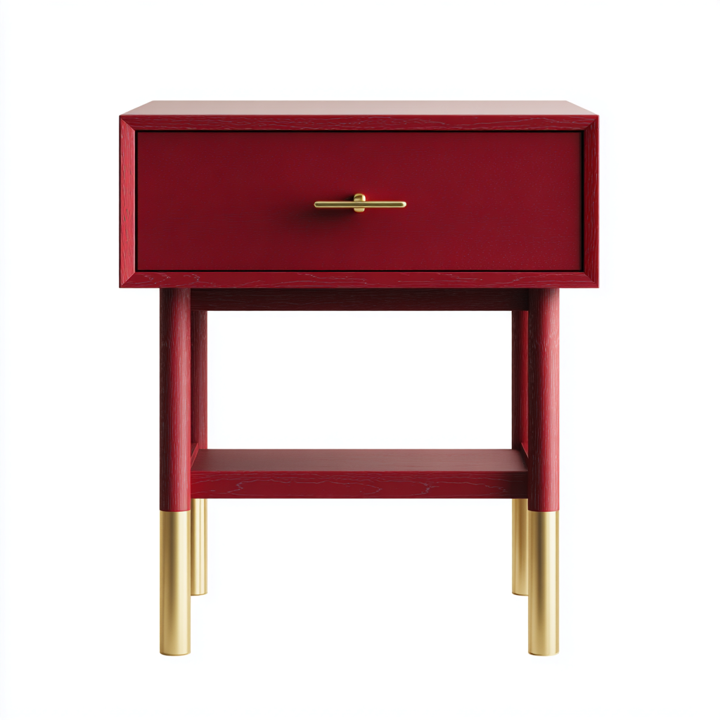 Mesita de noche madera 45x35x60 cm - rojo - diseño moderno apta para dormitorio-Nestupyard