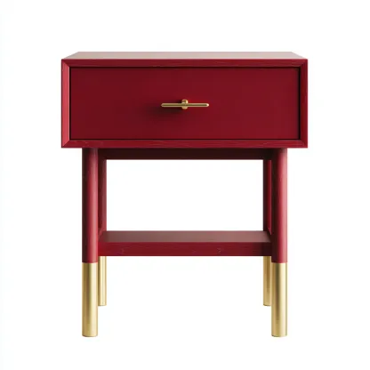 Mesita de noche madera 45x35x60 cm - rojo - diseño moderno apta para dormitorio-Nestupyard