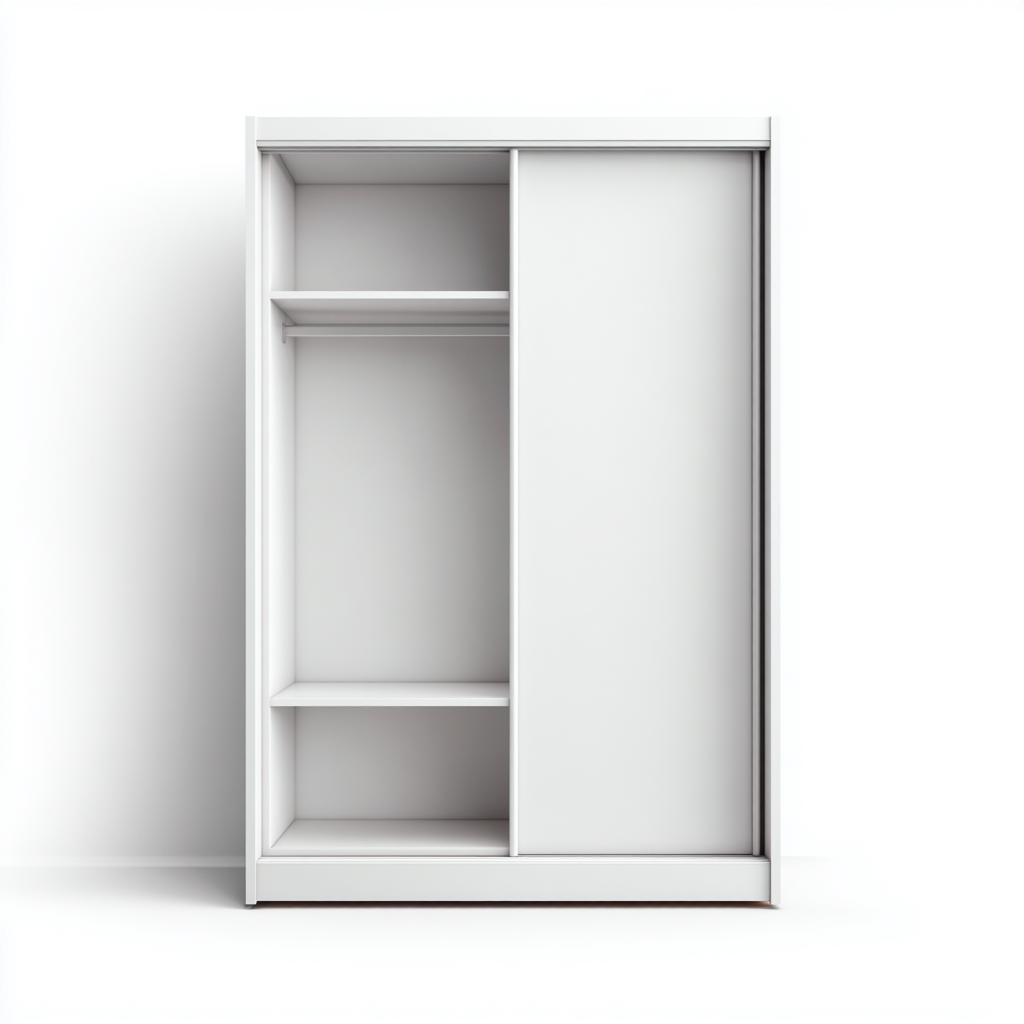 Armario blanco con puerta corredera 102x57x188 cm - Blanco - Para dormitorio - Diseño moderno-Nestupyard