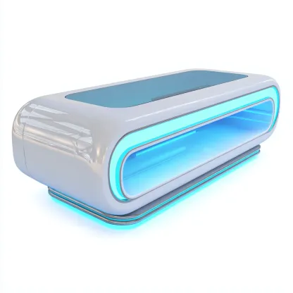 Mueble de TV acrílico 155x45x50 cm - blanco - diseño futurista para salón con iluminación LED-Nestupyard