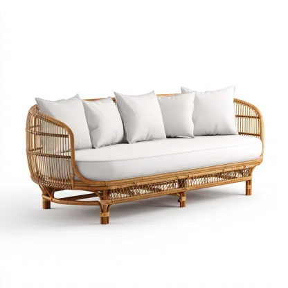 Sofá de jardín ratán 185x78x82 cm - blanco - apto para exterior - diseño contemporáneo-Nestupyard