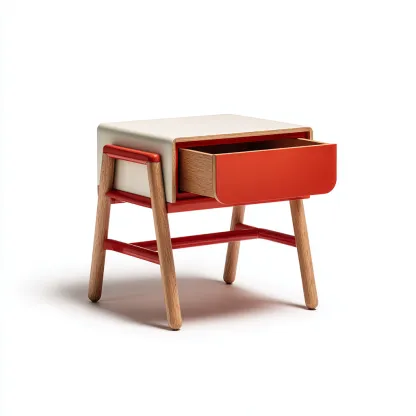 Mesita de noche madera 45x35x50 cm - beige - rojo - roble - apta para dormitorio - diseño moderno-Nestupyard