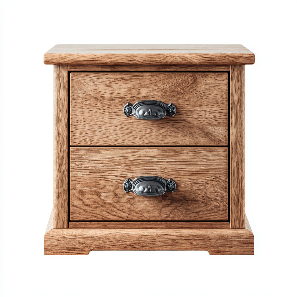 Mesita de noche madera 48x38x55 cm - roble natural - gris oscuro - dos cajones - apta para dormitorio - diseño rústico clásico-Nestupyard