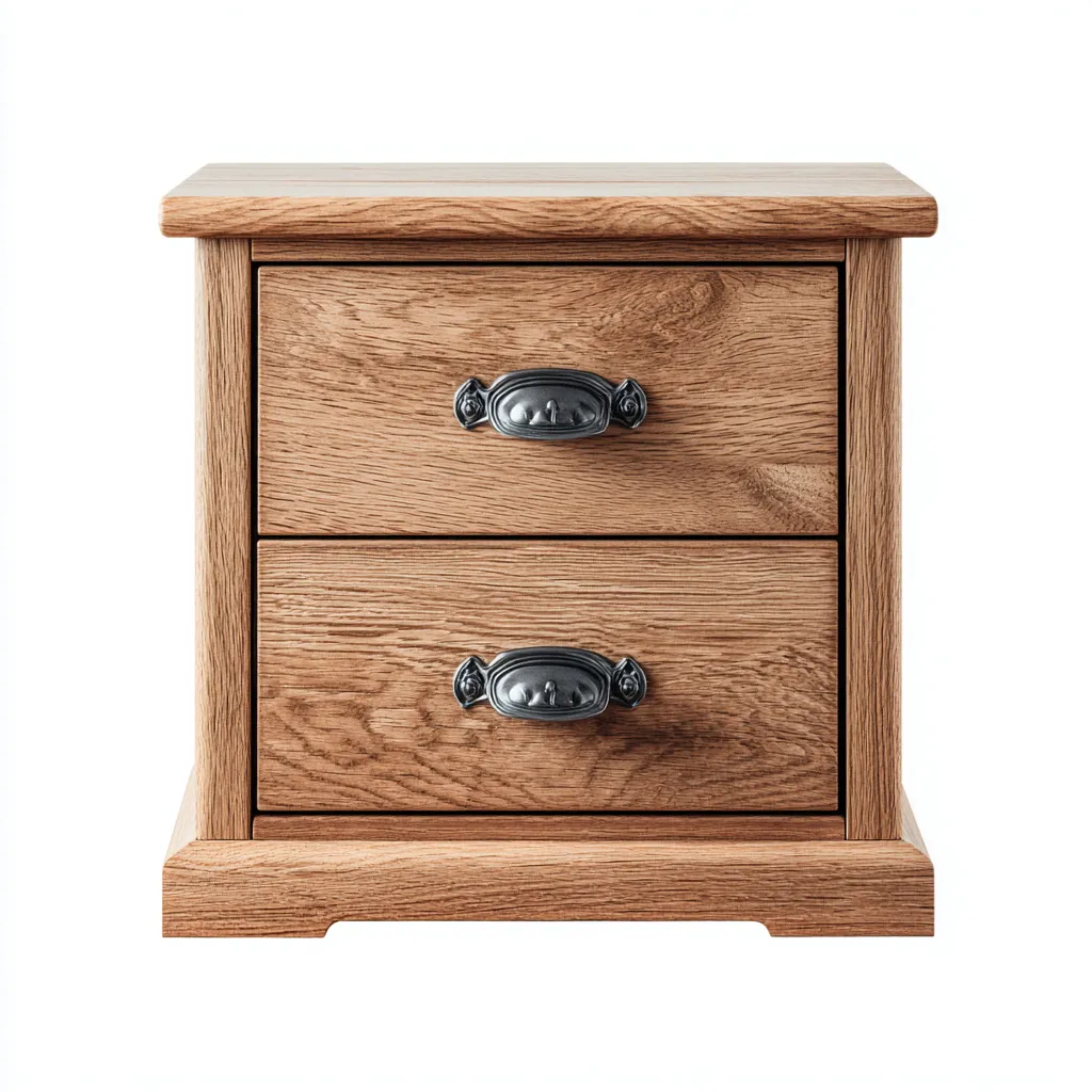 Mesita de noche madera 48x38x55 cm - roble natural - gris oscuro - dos cajones - apta para dormitorio - diseño rústico clásico-Nestupyard