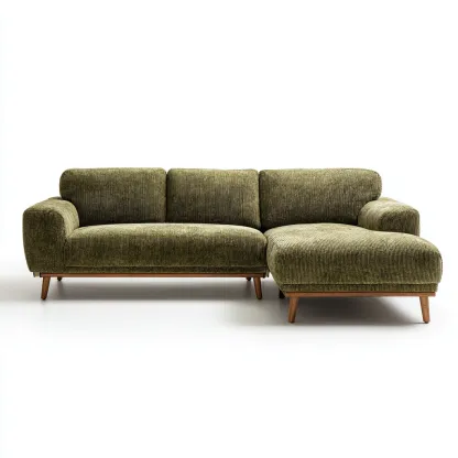 Sofá rinconero chenilla 268x162x82 cm verde diseño contemporáneo para sala de estar-Nestupyard