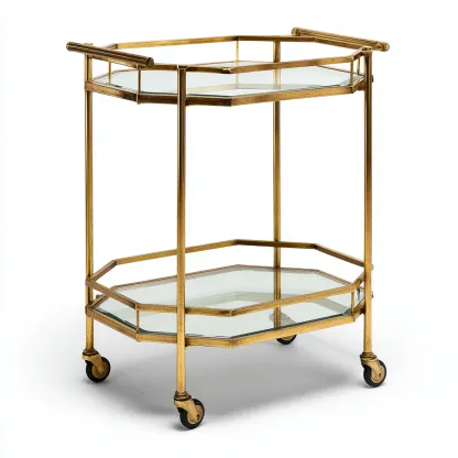Carrito de cocina metal - cristal 66x40x88 cm - dorado - apto para cocina - diseño elegante-Nestupyard