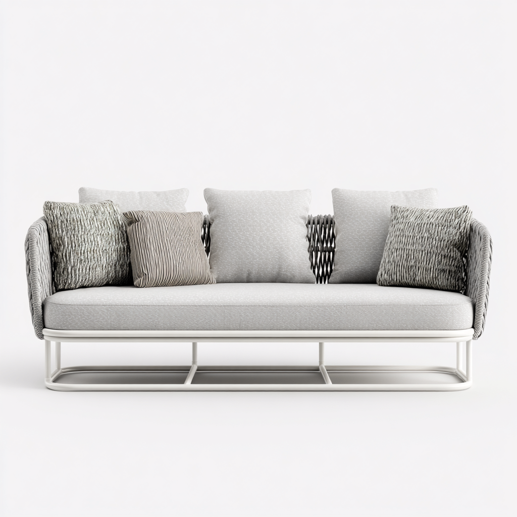 Sofá de jardín sofá metal 195x80x85 cm - gris - para jardín exterior - diseño moderno-Nestupyard