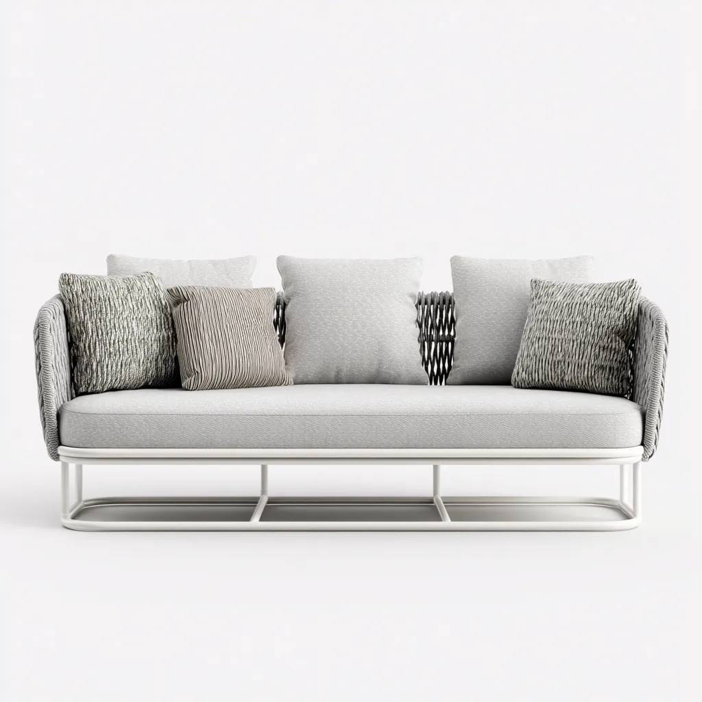 Sofá de jardín sofá metal 195x80x85 cm - gris - para jardín exterior - diseño moderno-Nestupyard