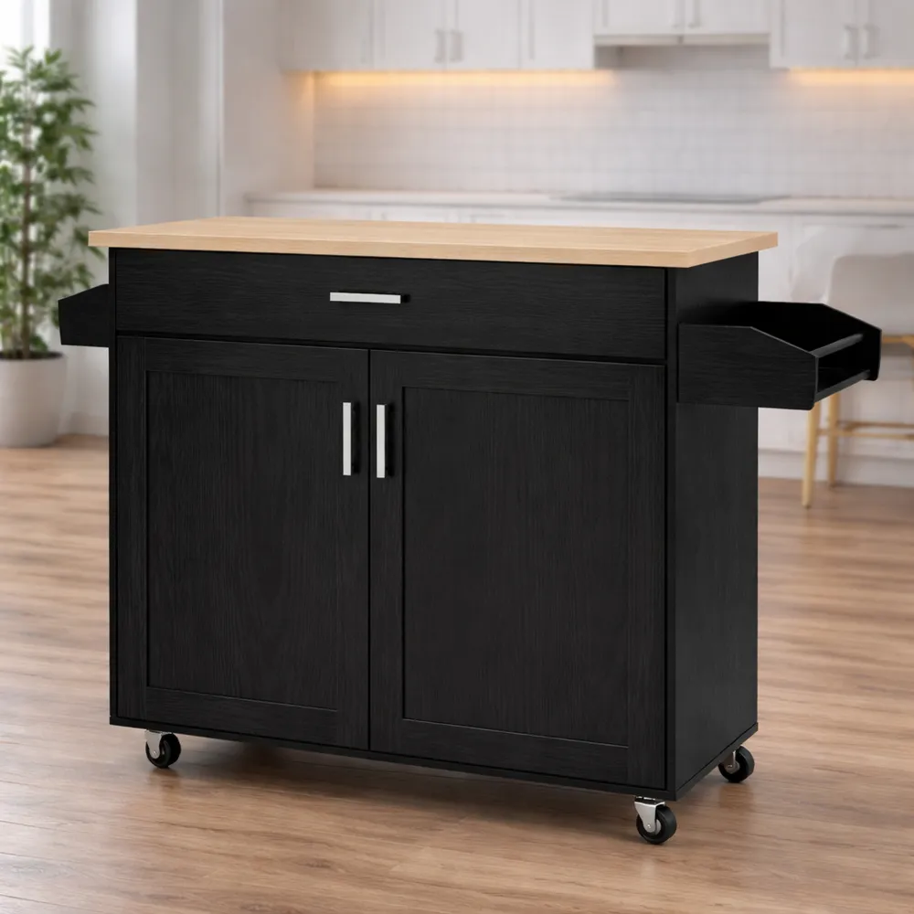 Chariot de Cuisine avec Espace de Rangement et Roulettes