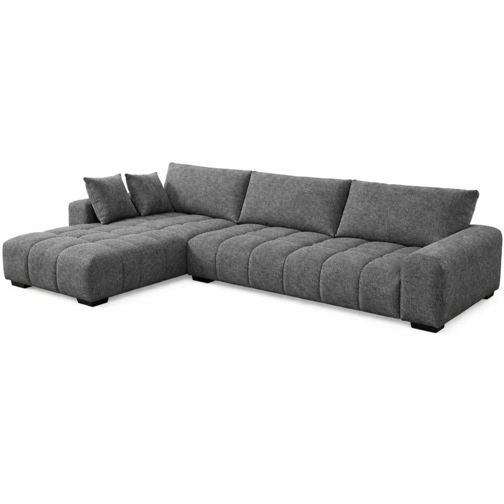 Canapé d'angle 3 places en tissu gris