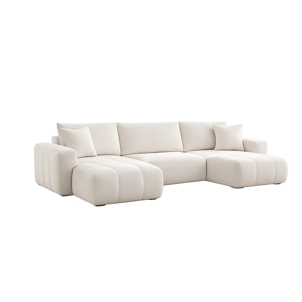 Grand canapé d'angle en tissu résistant aux taches