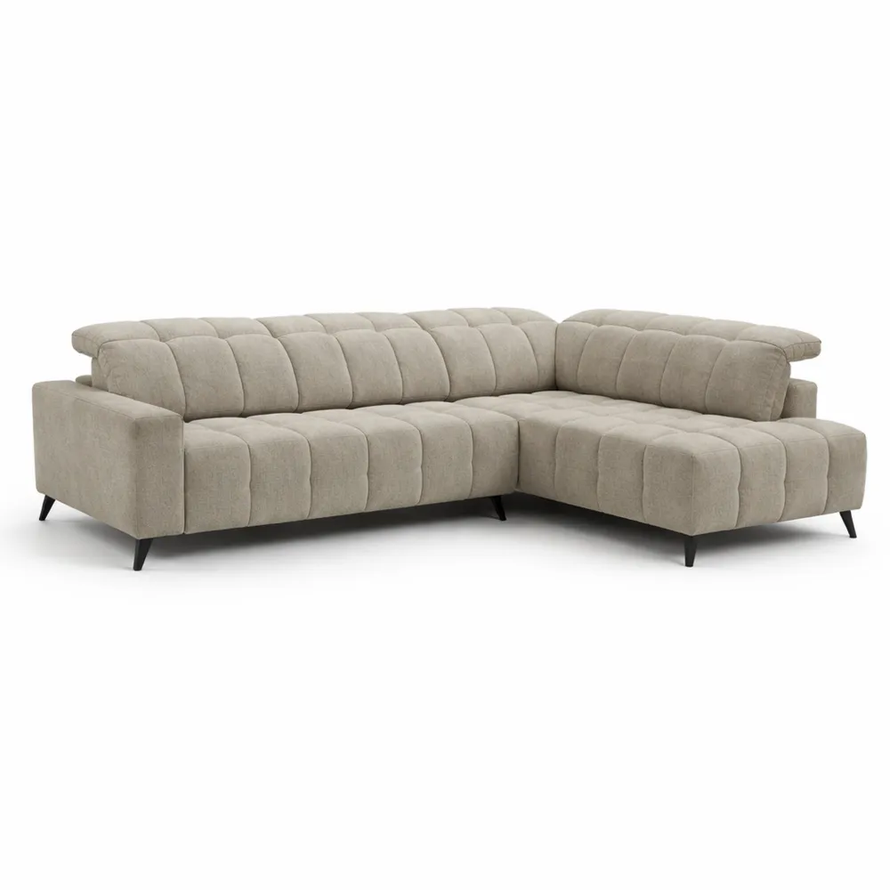 Canapé d'angle droit relax en velours beige