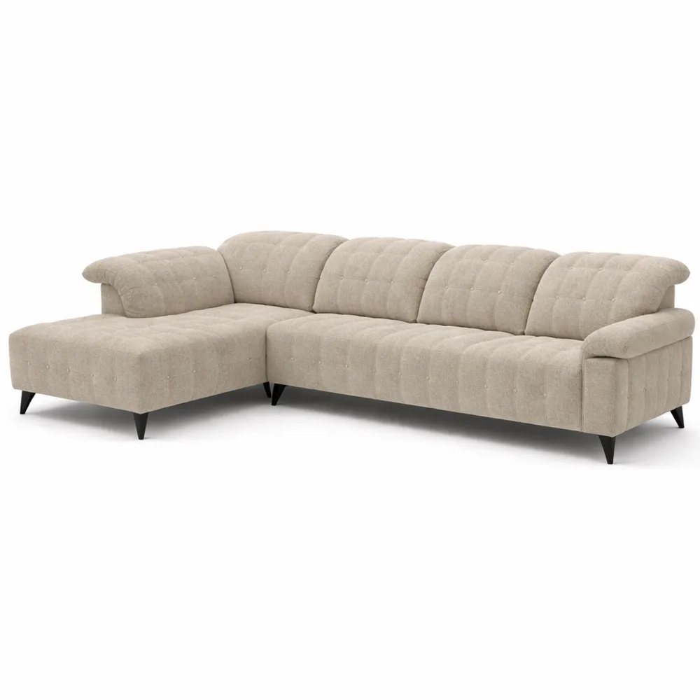 Canapé d'angle relax électrique en velours beige