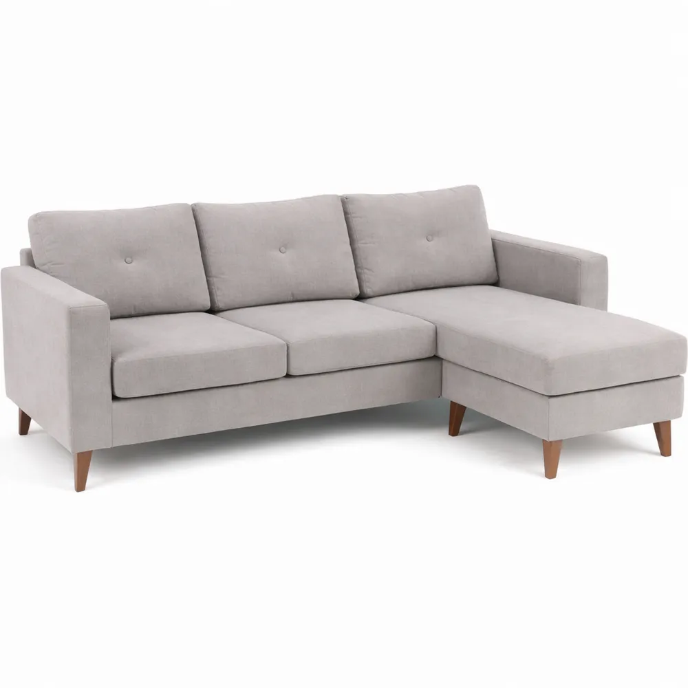 Canapé d'angle modulable en velours côtelé, méridienne incluse, design moderne, gris clair