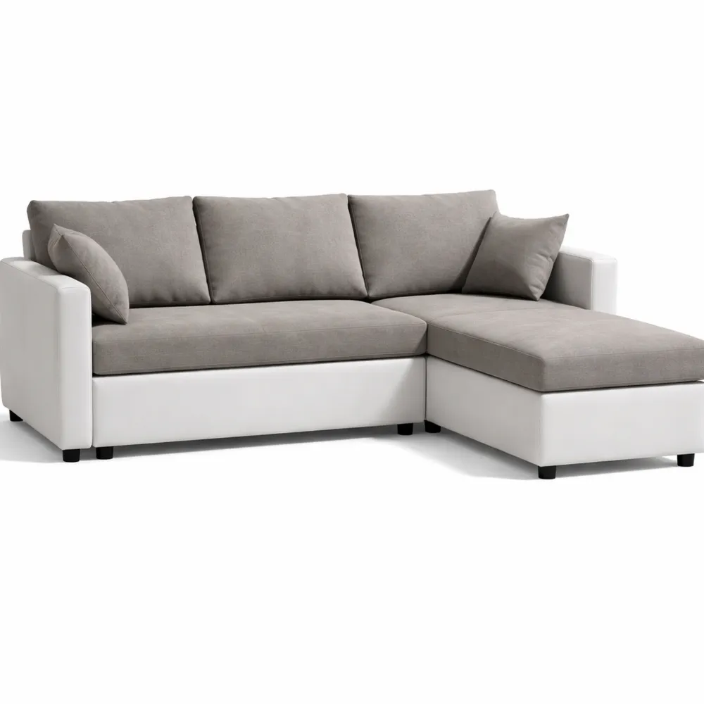 Canapé d'angle réversible convertible en tissu moderne 3 places