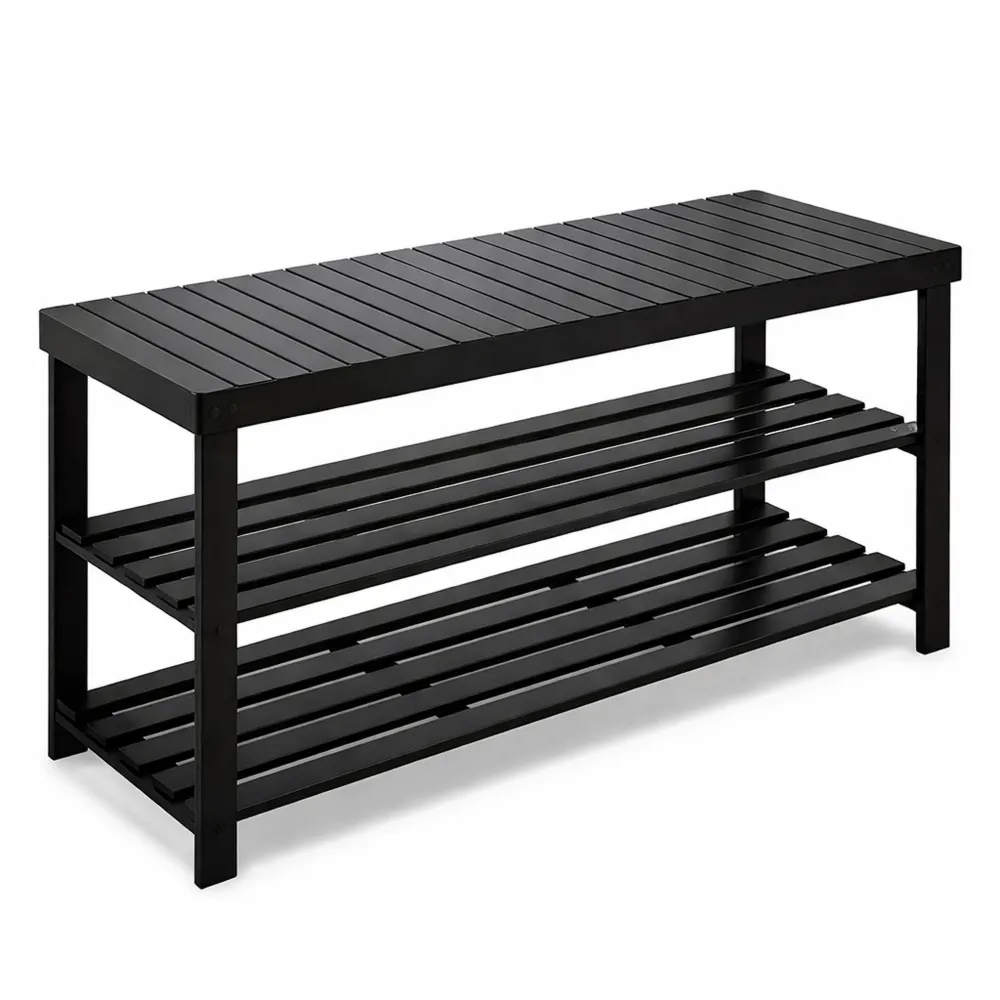 Étagère à Chaussures en Bambou à 3 Niveaux pour Entrée, Couloir ou Salon