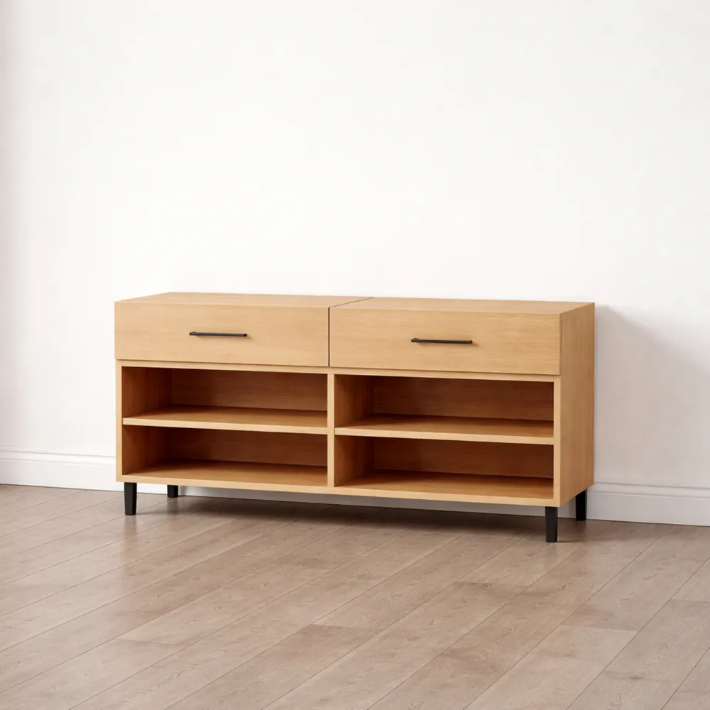 Meuble de rangement en bois avec étagères à chaussures, 102 x 35 x 55 cm, chêne Sonoma