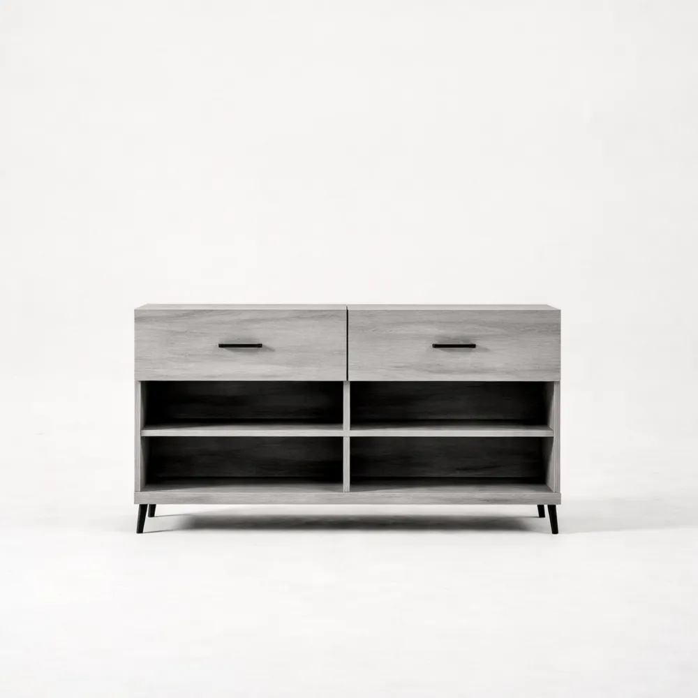 Meuble à Chaussures Gris à 7 Étagères 102 x 35 x 55 cm