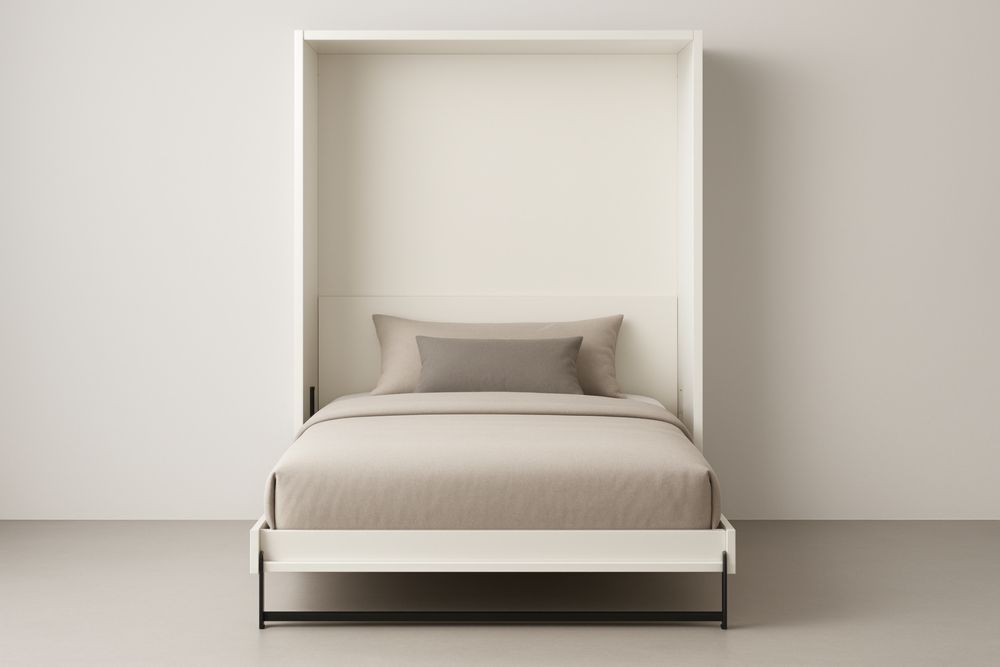 Letto a Scomparsa Matrimoniale in MDF e Alluminio Bianco