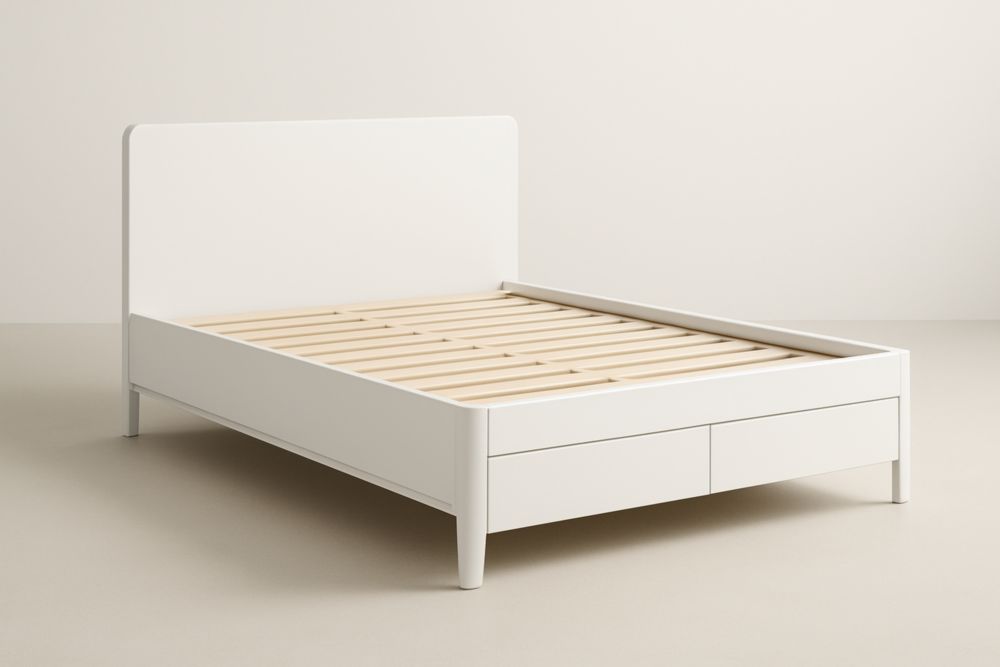 Letto matrimoniale in MDF con contenitore Bianco 200x160x90 cm