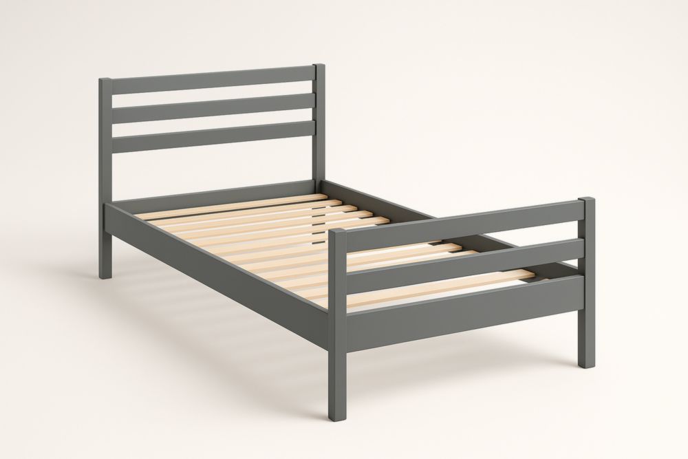 Struttura letto in Legno Massello Grigio 200x100x90 cm