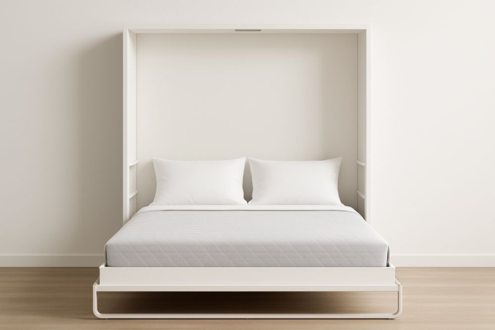 Letto a Scomparsa Matrimoniale Bianco in MDF con Materasso