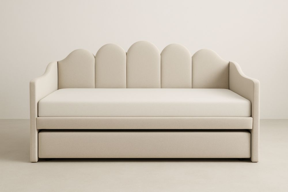 Divano letto in tessuto Beige 200x95x85 cm