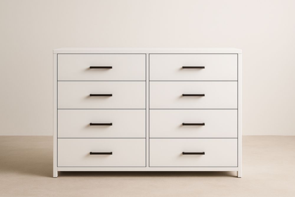 Cassettiera 8 Cassetti in MDF Bianco 120x90x40 cm