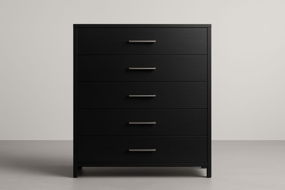 Cassettiera 5 cassetti in Legno Nero 115x90x40 cm