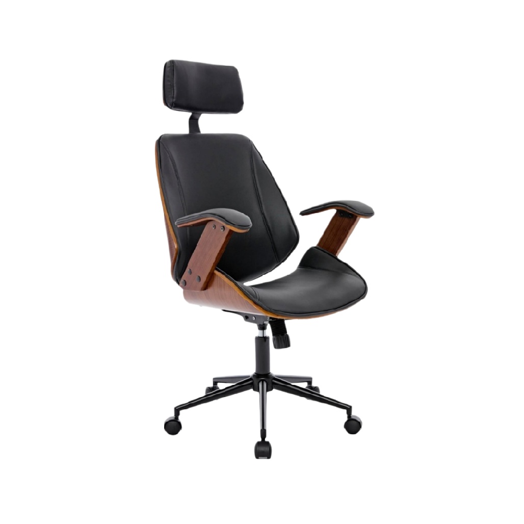 Chaise de bureau ergonomique en simili cuir et bois - 80 x 60 x 120-homelleliving