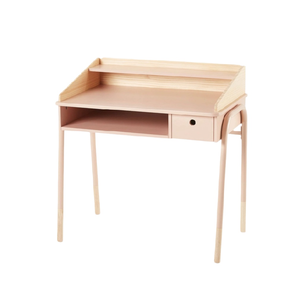 Bureau d'écriture avec rangement en bois et métal - 90 x 50 x 75-homelleliving