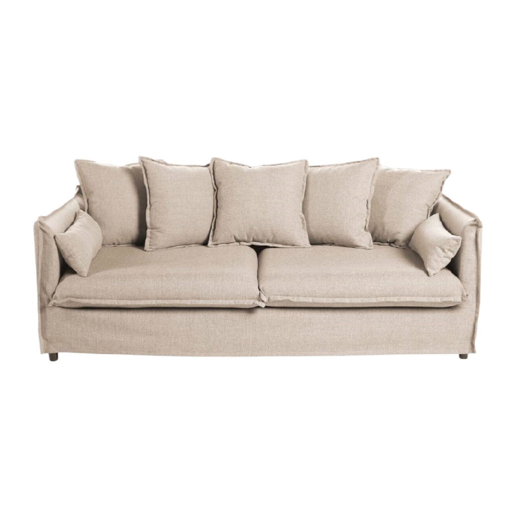 Canapé en tissu pour salon avec coussins intégrés - 200 x 90 x 85-cozivahome