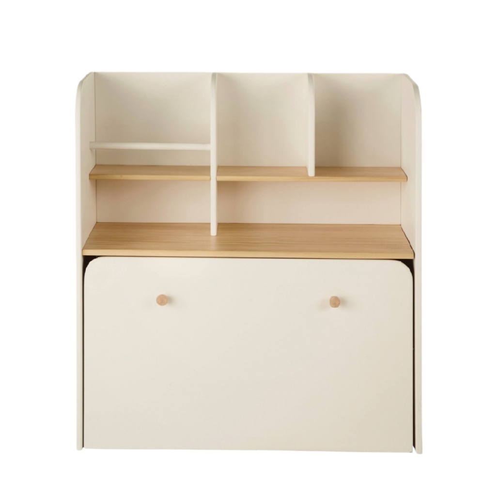Meuble de rangement avec étagères en bois et surface blanche - 80 x 40 x 100-cozivahome