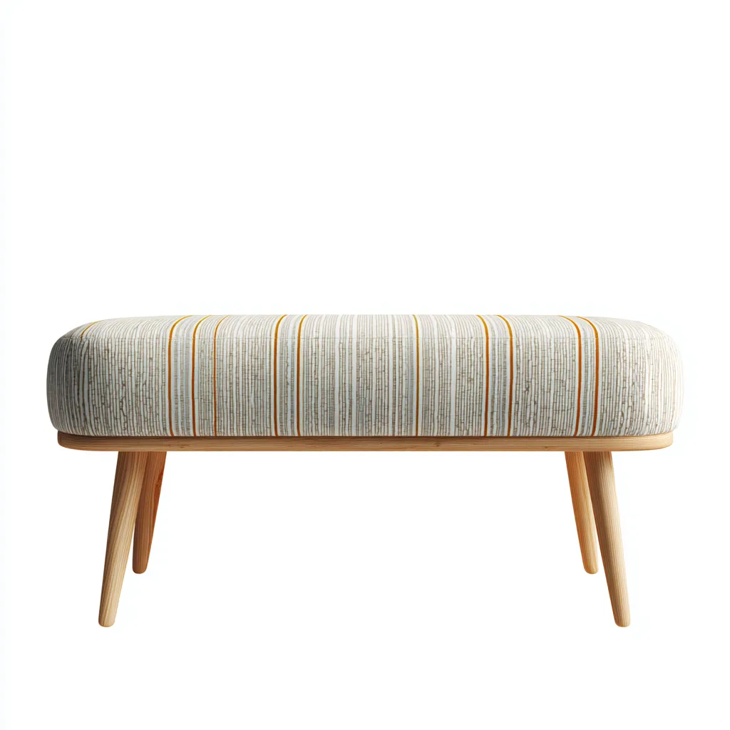 Banco de entrada - madera - tapizado - 110x40x45 cm - blanco-gris-amarillo - diseño nórdico-Havenupbay