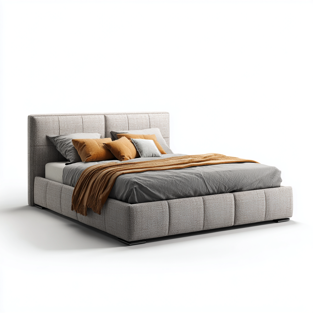 Camas matrimoniales-madera-tela-220x180x118 cm-gris-madera oscura-diseño moderno-Havenupbay