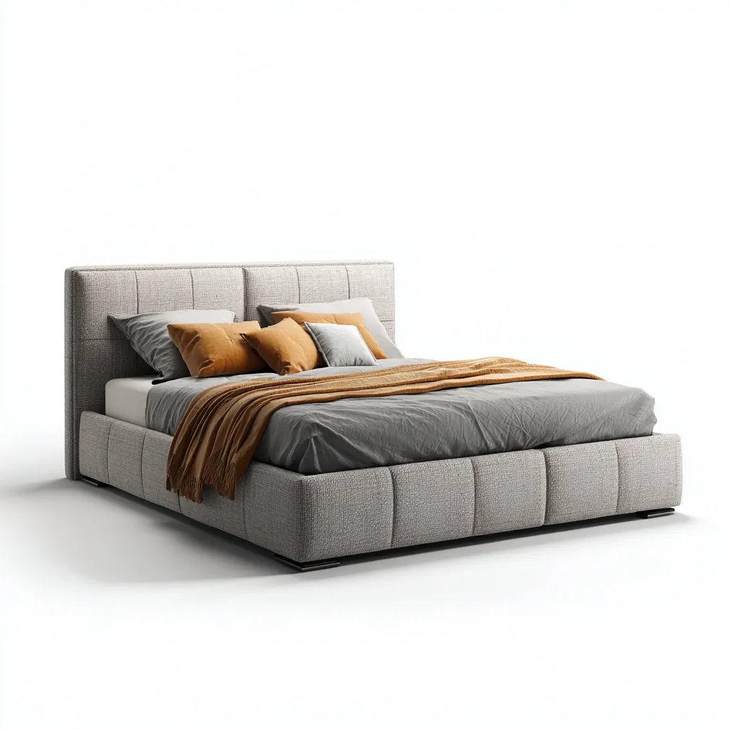 Camas matrimoniales-madera-tela-220x180x118 cm-gris-madera oscura-diseño moderno-Havenupbay