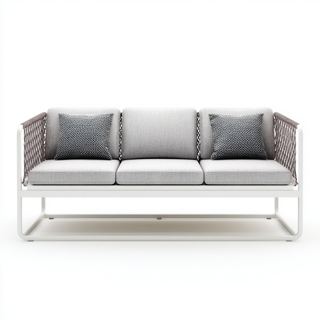 Sofás de jardín - metal - cuerda - 186x78x82 cm - gris blanco - diseño moderno-Havenupbay