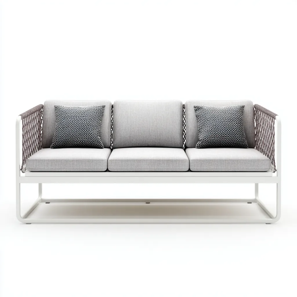 Sofás de jardín - metal - cuerda - 186x78x82 cm - gris blanco - diseño moderno-Havenupbay