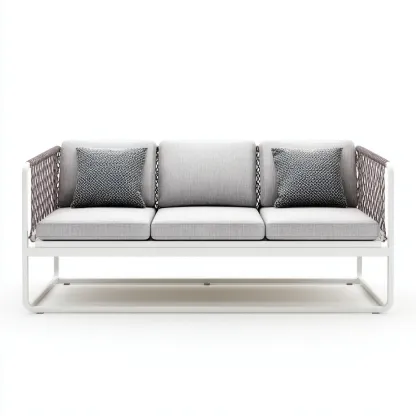 Sofás de jardín - metal - cuerda - 186x78x82 cm - gris blanco - diseño moderno-Havenupbay